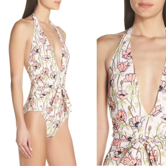 Tory Burch Tie Front Floral One-Piece Swimsuit - Picture 3 of 8